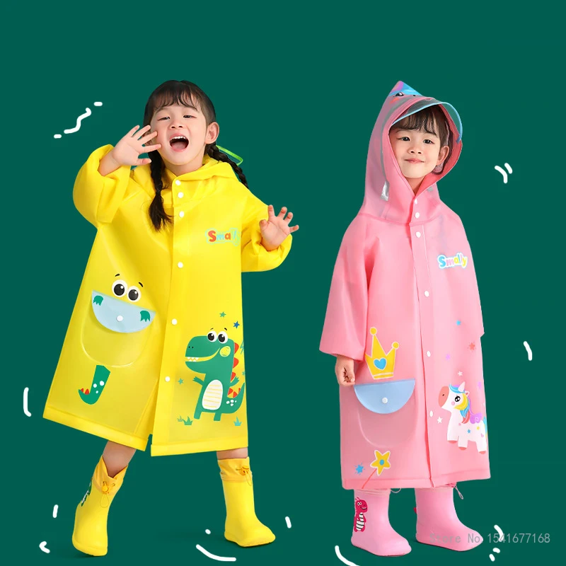 

2-6 years old EVA dinosaur cartoon animal raincoat cute children's poncho household items Songkran reflective rain gear