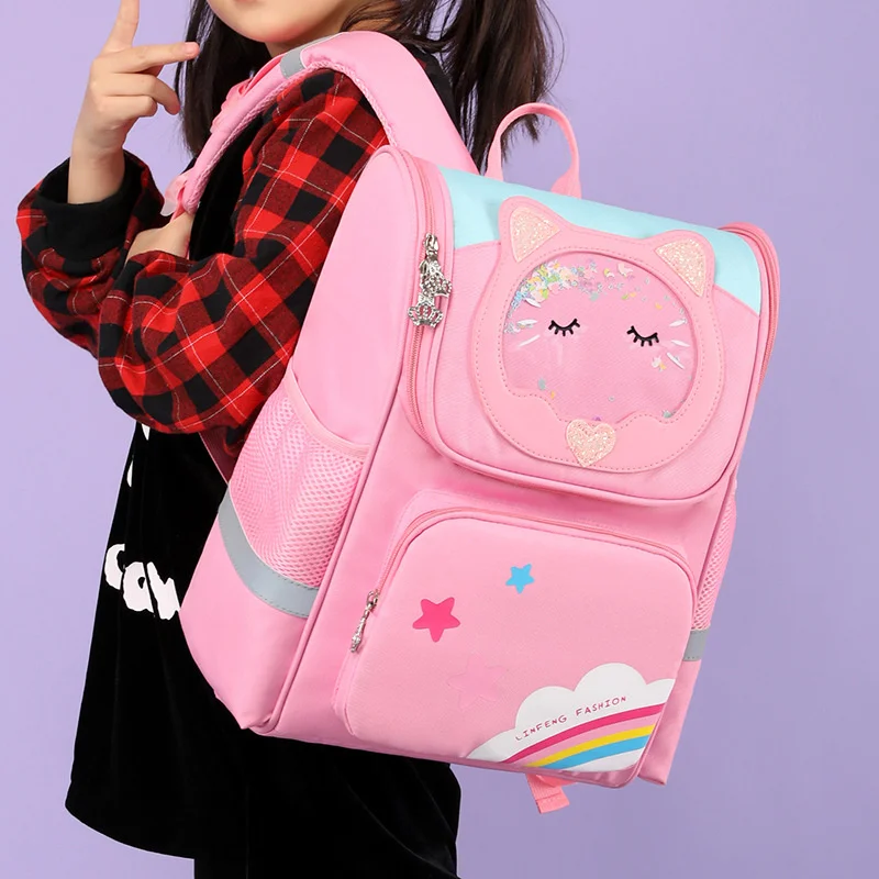 

Luxury Children Primary School Bags Girls Orthopedic Backpacks Kuwaii Cartoon Pink Princess Schoolbags For Kids Travel Rucksacks