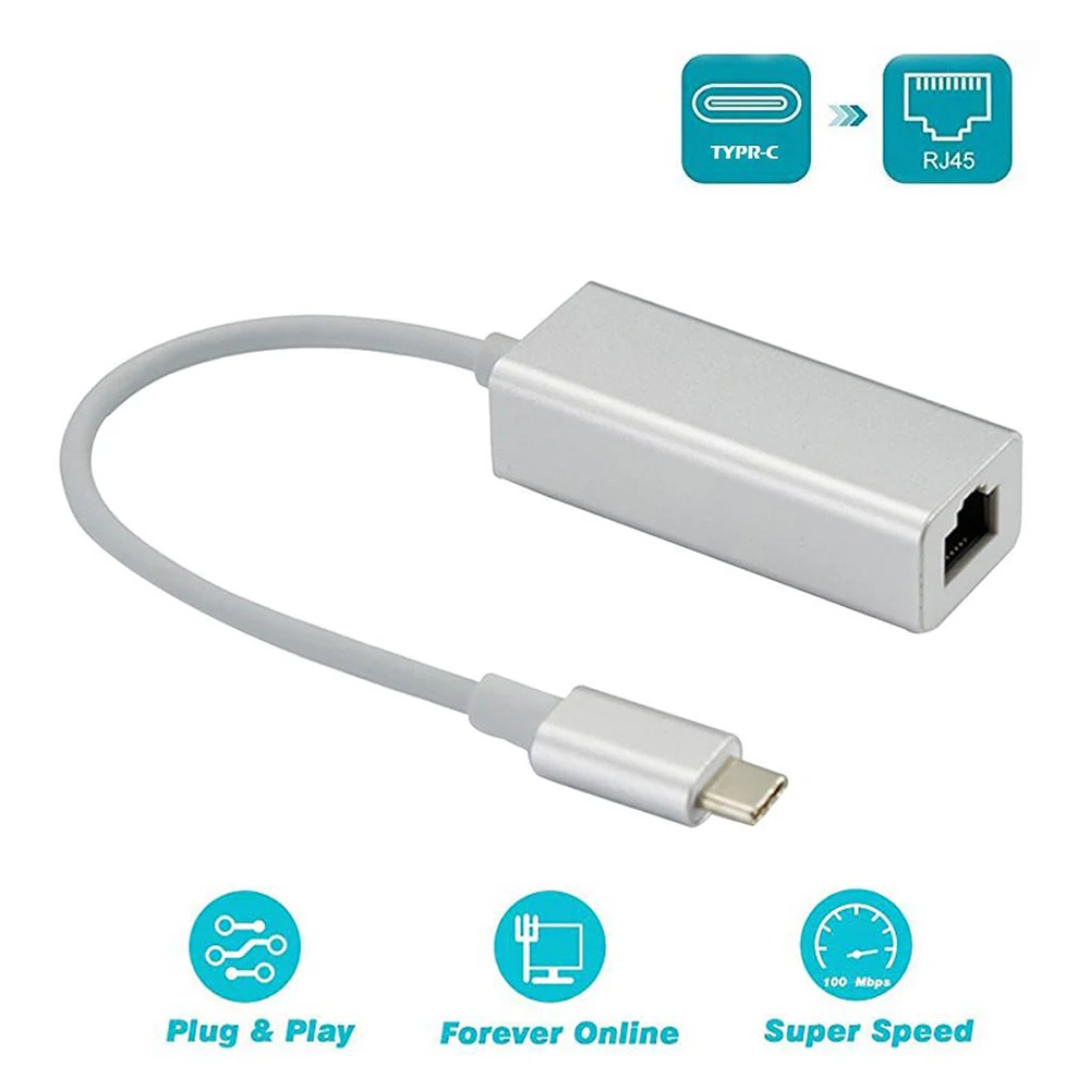 

USB Type C Ethernet Adapter Network Card USB Type-C To RJ45 10/100Mbps Lan Internet Cable For IOS laptop PC Windows XP 8 10 LUX