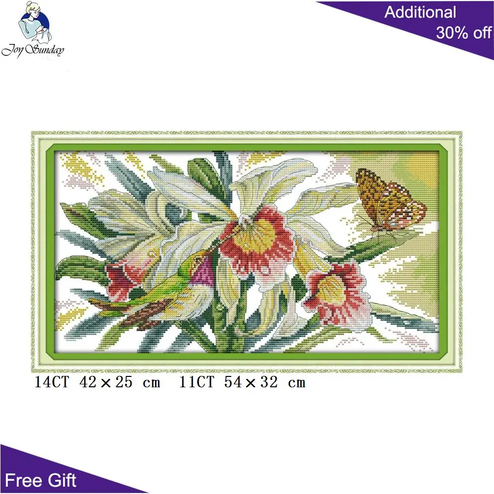 Joy Sunday Spring Birds Butterflies Over Flowers In Birch Sparrow Autumn Swallow D721D722D728D729D731 Cross Stitch |
