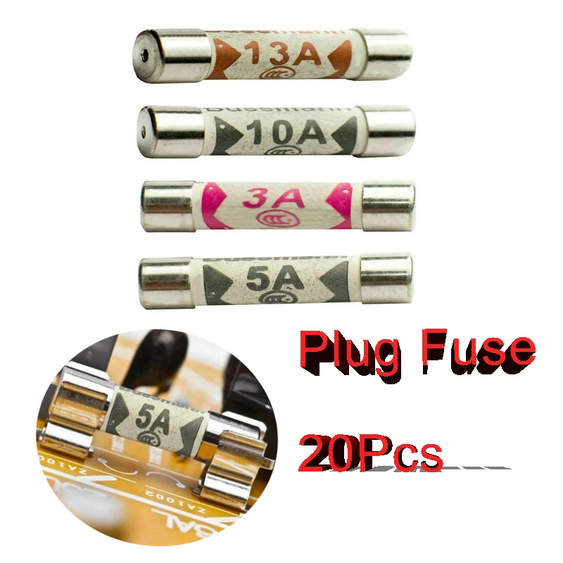 

Ceramic Domestic Fuses Plug Top Household Mains Cartridge Fuse For Household Plug Tops And Appliances 20pcs