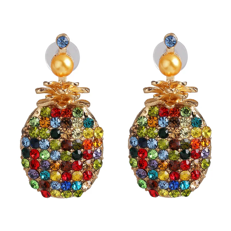 Cute Colorful White Pearl Pineapple Earrings for Women Girl Fruit Design High Quality Ear Jewelry Summer Fashion Gift | Украшения и