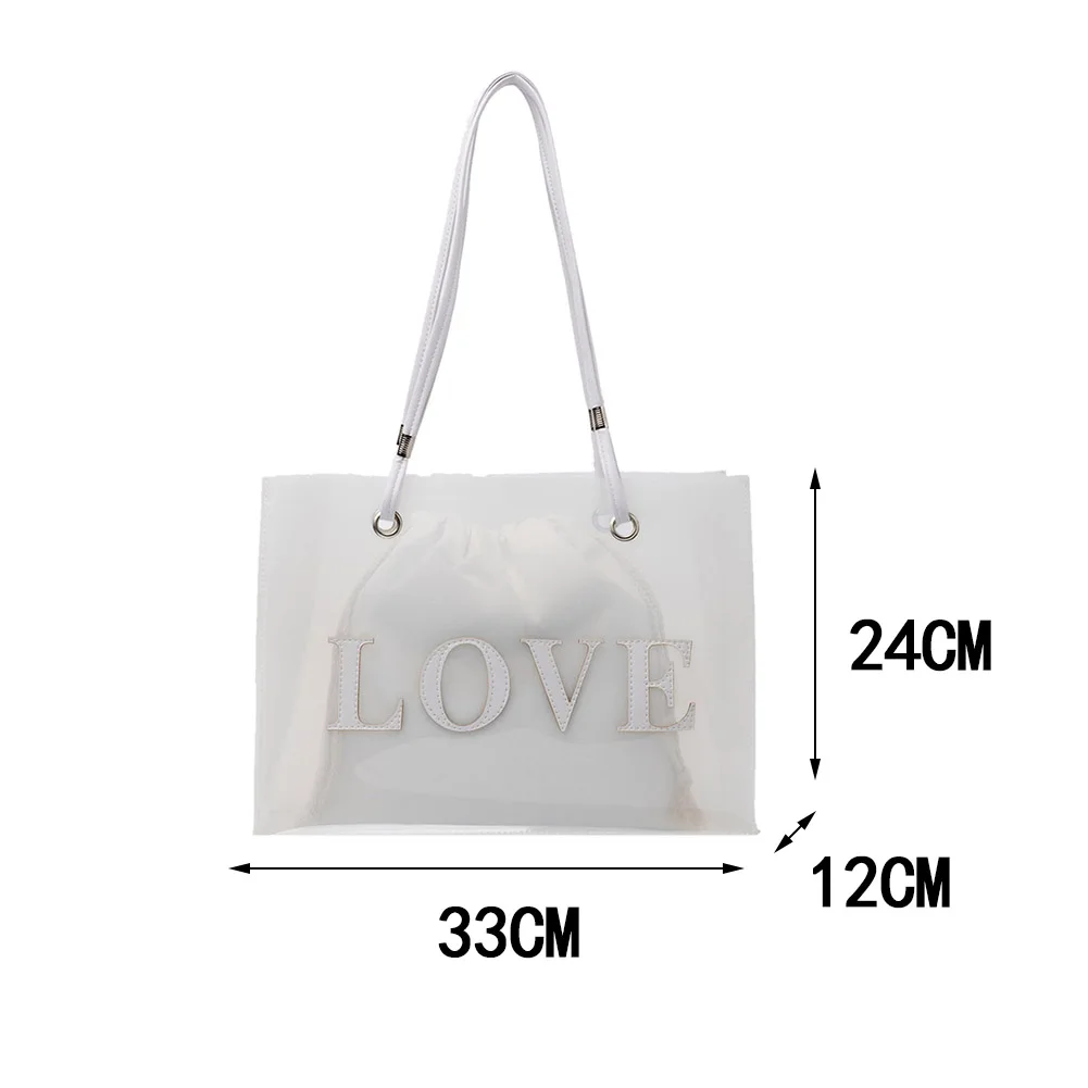 

Fashion Large Capacity Women's Shoulder Bags Handbag New Summer Holiday Travel Tote Bags Transparent Jelly Bag Beach 2set Bags