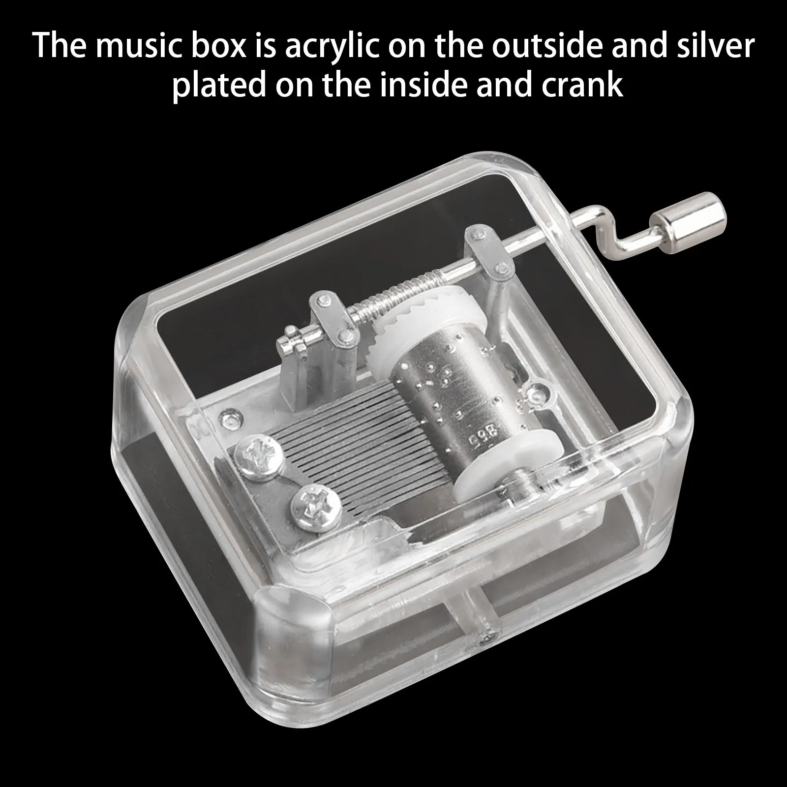 Акриловая прозрачная Музыкальная шкатулка с ручным заводом для