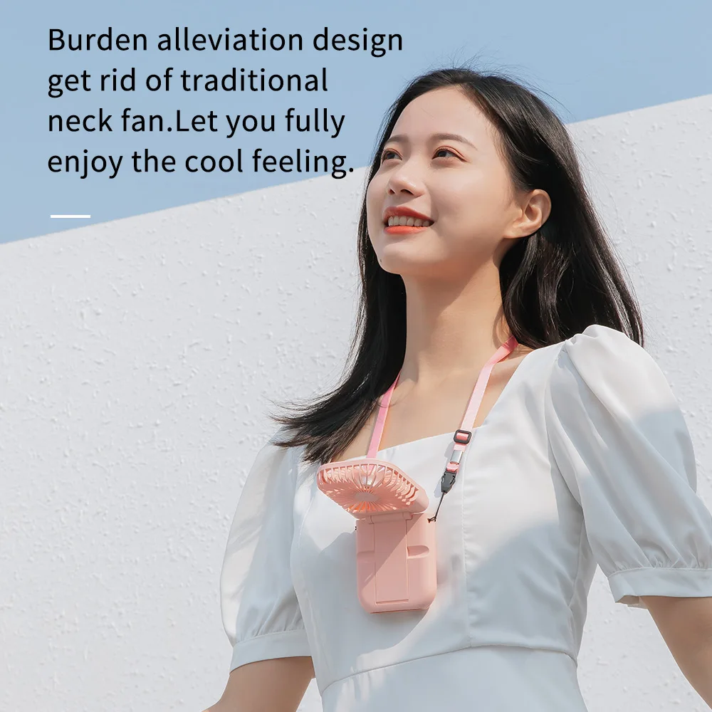 multi functional 3 in 1 foldable hanging neck handheld fan mobile phone holder free global shipping