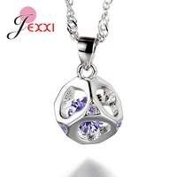 new korean trendy 925 sterling silver cubic crystal pendant necklace for women collares de moda cubic zircon chain necklace