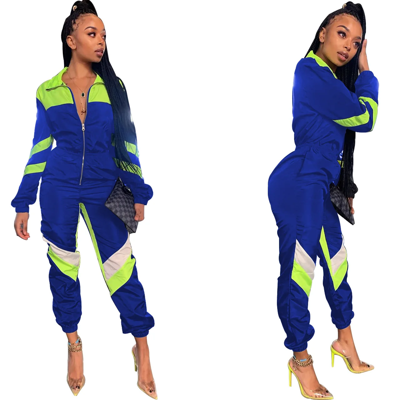 ChocoMist комбинезон Повседневный пэчворк с длинным рукавом на молнии дизайн M993 |