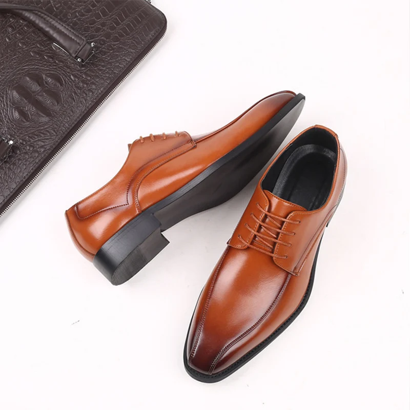 

Men's Leather Shoes Quality Leather Large Size 38-48 Waterproof Lace-up Non-slip High-end Business Formal Men Leather Shoes