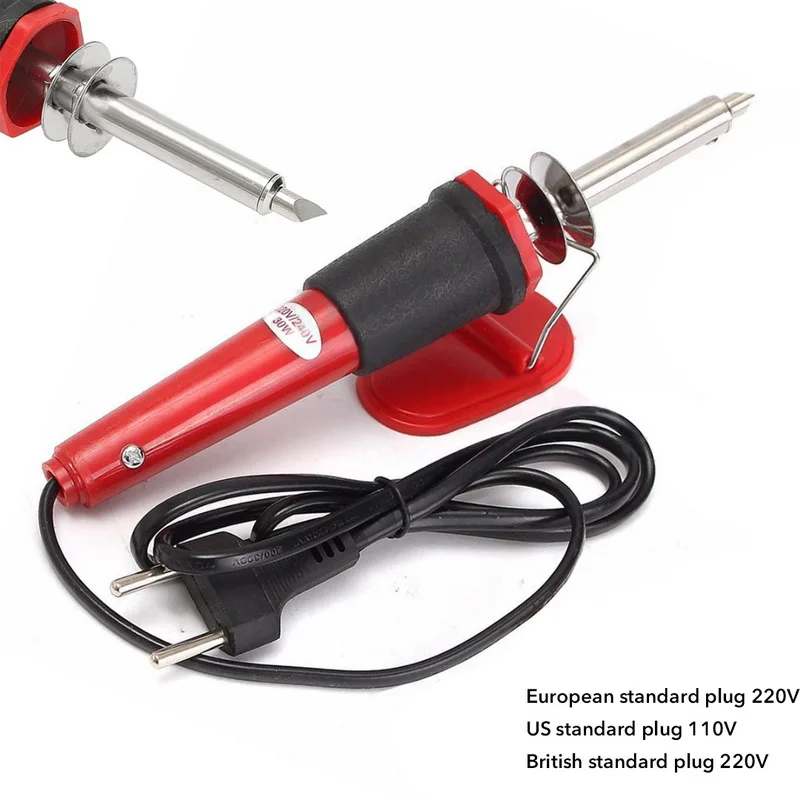 7 шт./компл. 30W 110/220V Электрический паяльник для подключения к по стандартам ЕС/США/штепсельная вилка британского стандарта деревянные резные паяльник сварочный припой инструменты с припоем советы