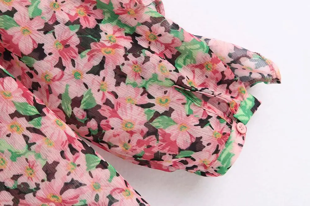 Женская блузка с v-образным вырезом Повседневная Блузка принтом и оборками