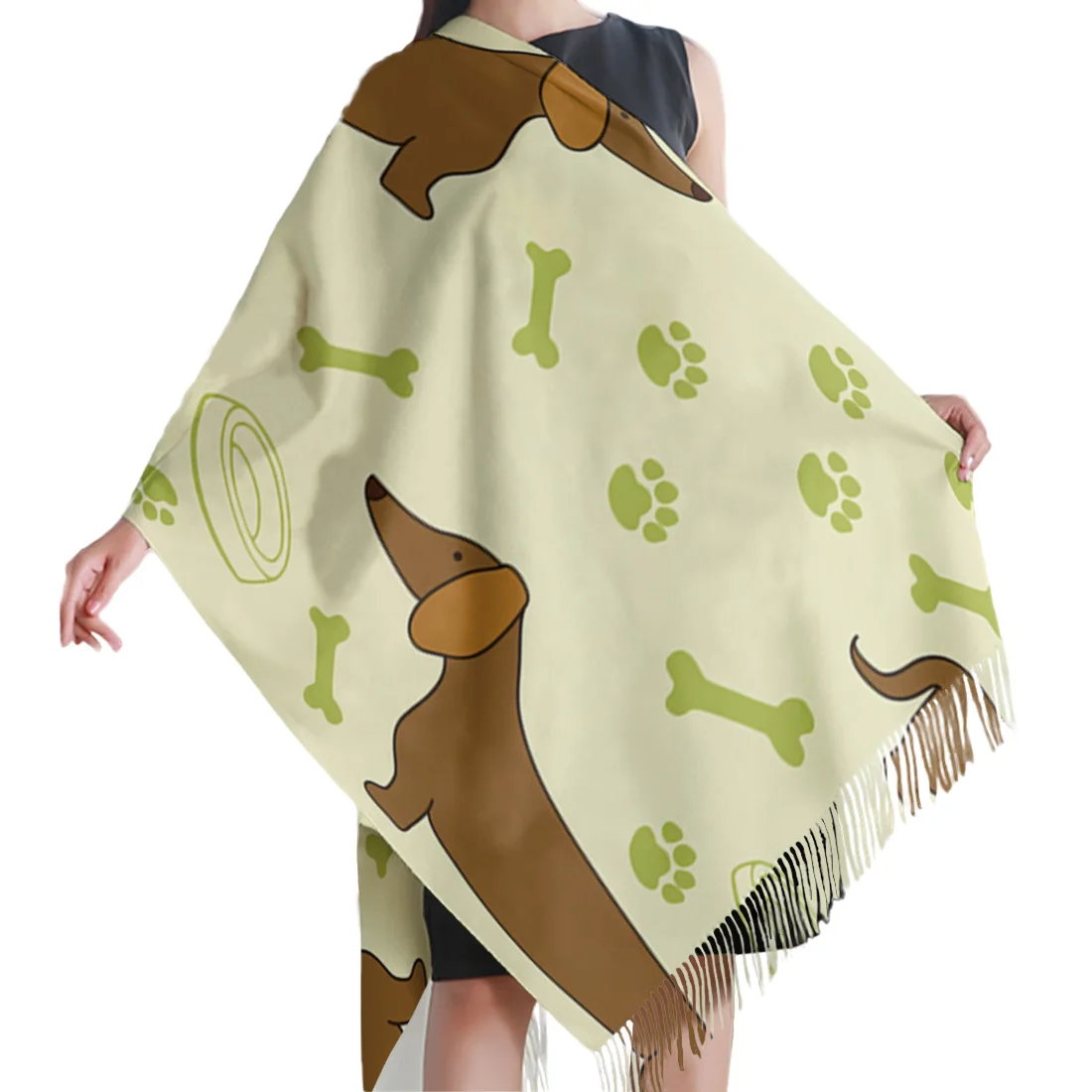 Cartoon Dog Pattern Blanket Shawl For Women Cashmere Designer Scarves Mexican Fashion Evening Wedding Ladies Travel Poncho |