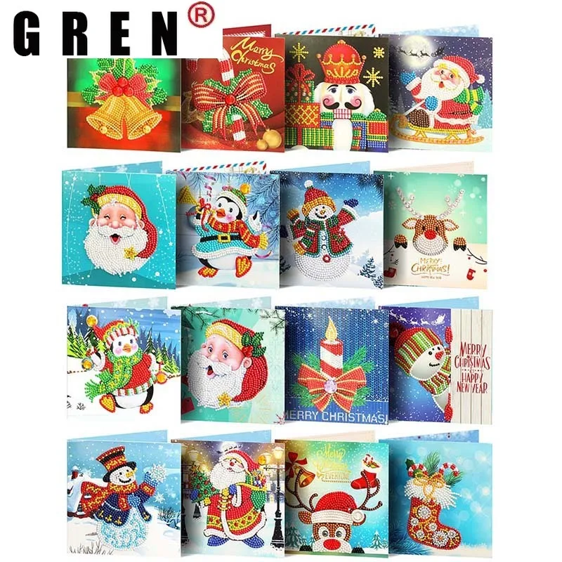 

GREN домашний декор 5D алмазная живопись поздравительные открытки мультфильм Рождество День рождения открытки вышивка крестиком Мозаика