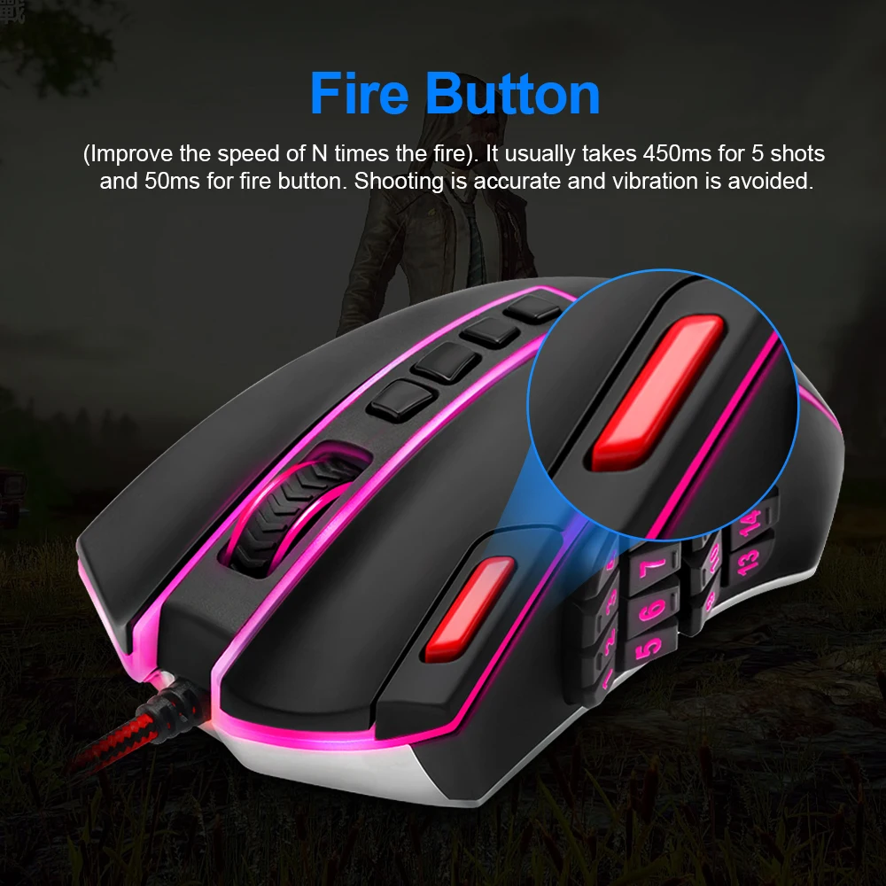 USB игровая мышь Redragon LEGEND проводная RGB подсветка 24000 DPI 24 кнопки программируемая