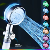 zhangji 7 colors led shower head with stop button and cotton filter water saving high pressure handheld shower nozzle