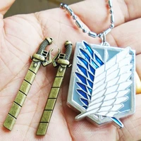 anime attack on titan necklace cosplay mikasa ackerman eren jaeger pendant wings of freedom key chain