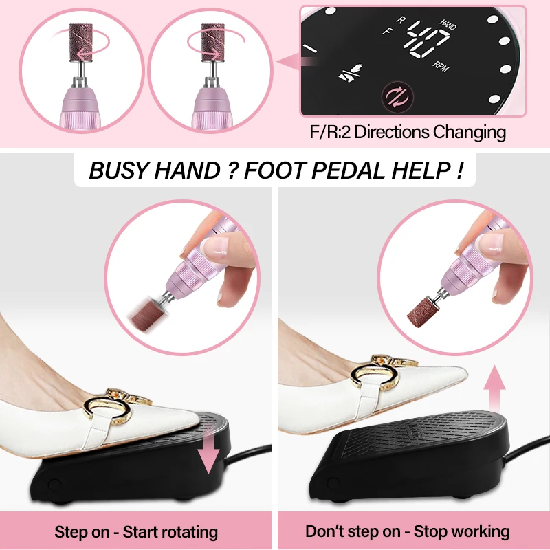 Машинка для маникюра 40000 об./мин. с режимом паузы