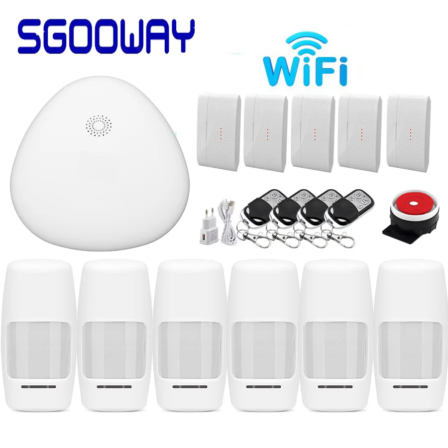 V10 Bundle F Sgooway охранная сигнализация 433 МГц Wifi охранная умная домашняя сигнализация Испанский Английский Русский - Цвет: V10 Bundle F