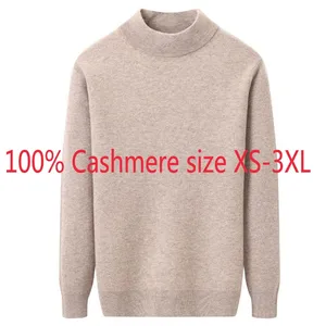 Новинка, зимний утепленный 100% чистый кашемир, мужской вязаный свитер с высоким воротником, компьютерный вязаный пуловер размера плюс XS-3XL