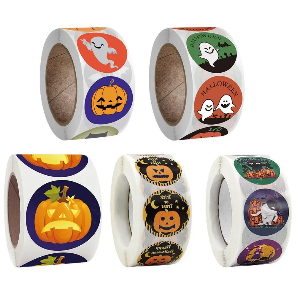 

500Pcs/Roll Halloween Christmas Pumpkin Decor Labels Seal Stickers DIY Gift Paper Sticker Halloween Gift Decoration Accessory