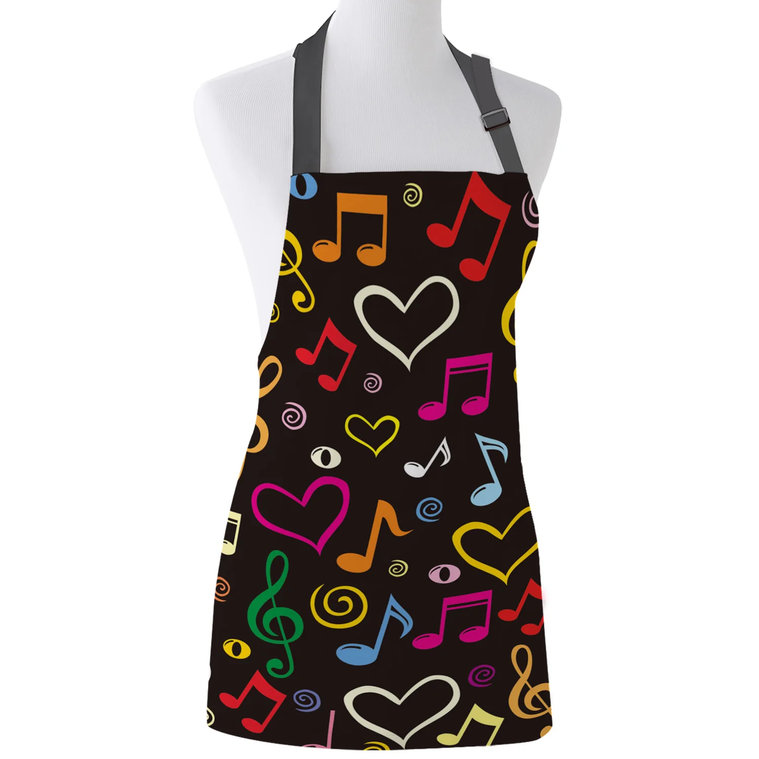 

Colored Notes Love Print Apron Print Unisex Kitchen Bib with Adjustable Neck for Cooking Gardening