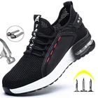 Нескользящая рабочая обувь, мужские защитные ботинки, Нескользящие рабочие ботинки, мужские рабочие кроссовки, дышащая защитная обувь со стальным носком