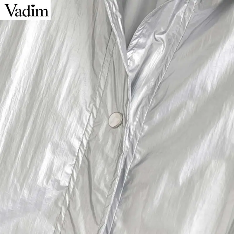 Vadim Женский Стильный однотонный Блестящий Свободный Длинный Тренч галстук-бабочка пояс, карманы пальто с длинными рукавами женская элегантная верхняя одежда Длинные Топы CA535