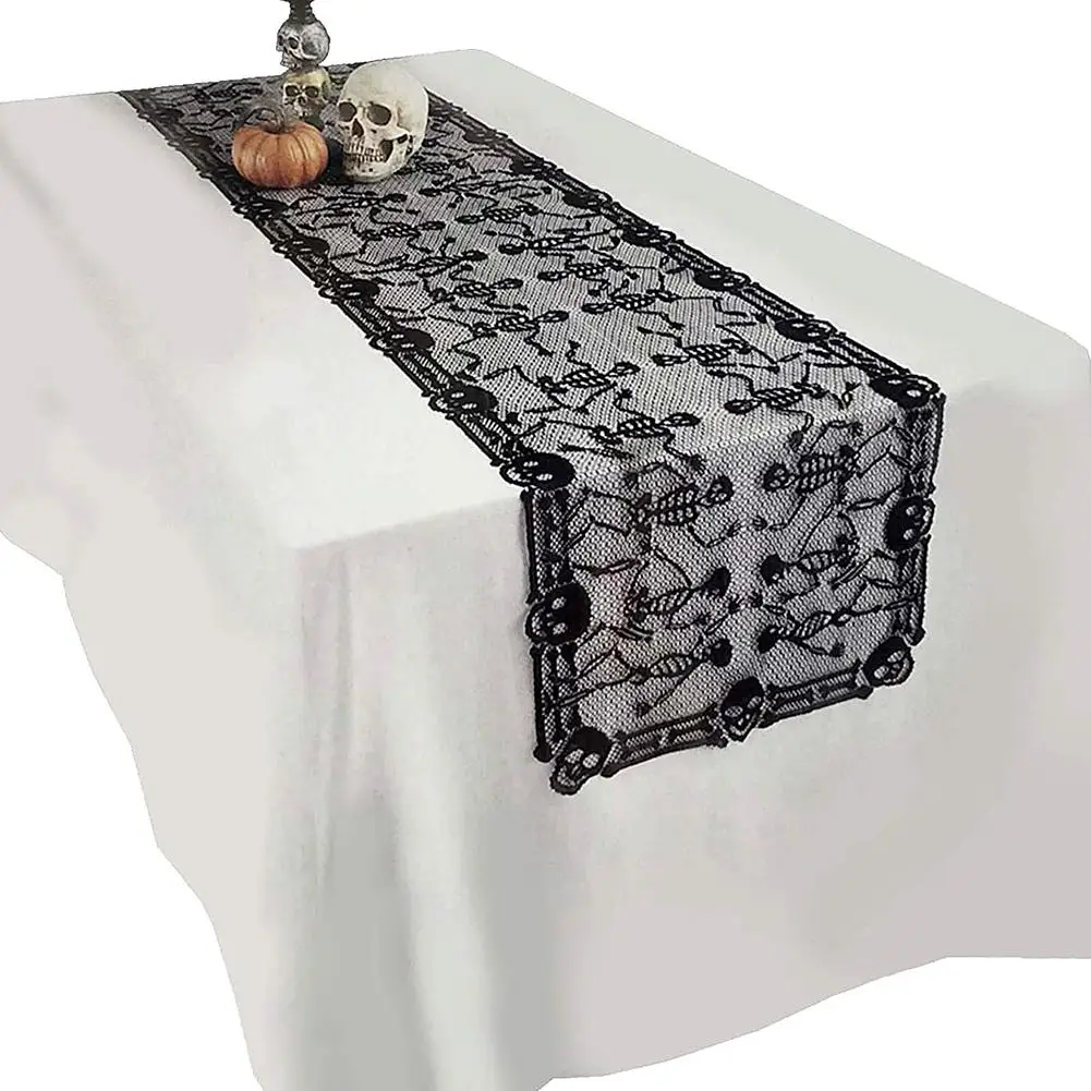 AsyPets большой размер кружева настольная дорожка черный скелет Танец шаблон