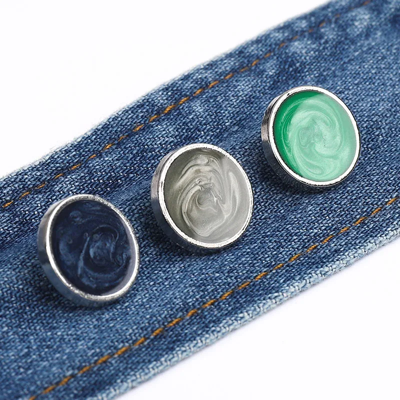 

New 2 Pcs Detachable Jeans Buttons Snap Waist Adjustment Button Fastener Pants Pin for Retractable Button Sewing-Free Buckles