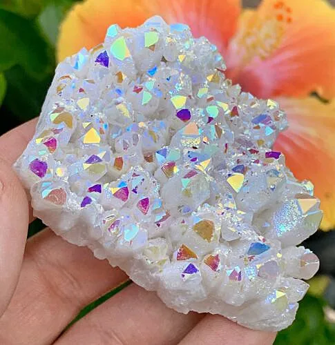 Природный друзовый геодовый образец радуги Angel Aura кварцевый кристалл точечный
