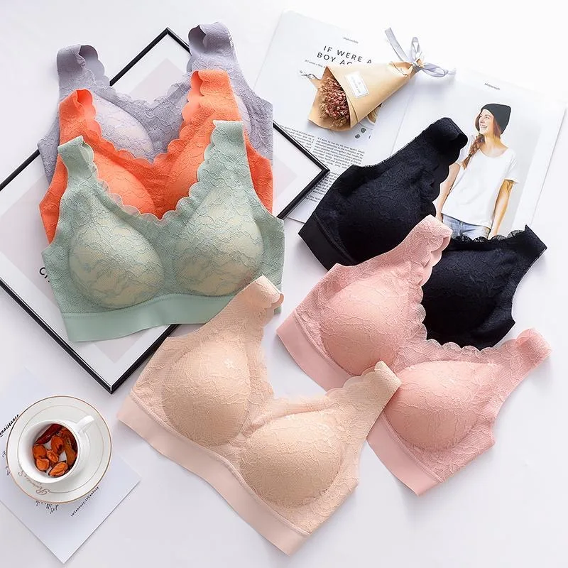

Sexy Seamless Bra With Pad BH Comfort Lace Bras For Women Brassiere Plus Size Wireless Sports Vest Sleep Bralette Top Underwear