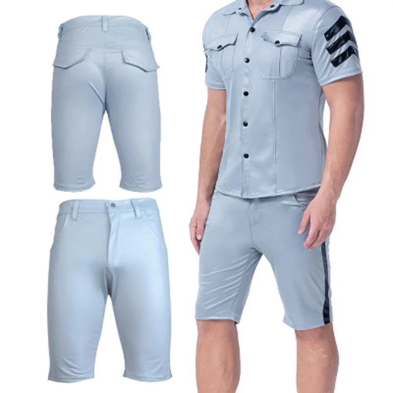 Пикантные лаковые кожаные Повседневные Шорты Для выступлений брюки до колена