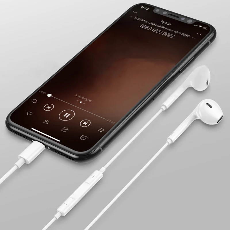 Проводные наушники для iPhone 11 XS MAX XR X 8 7 Plus с микрофоном и регулировкой громкости Pro