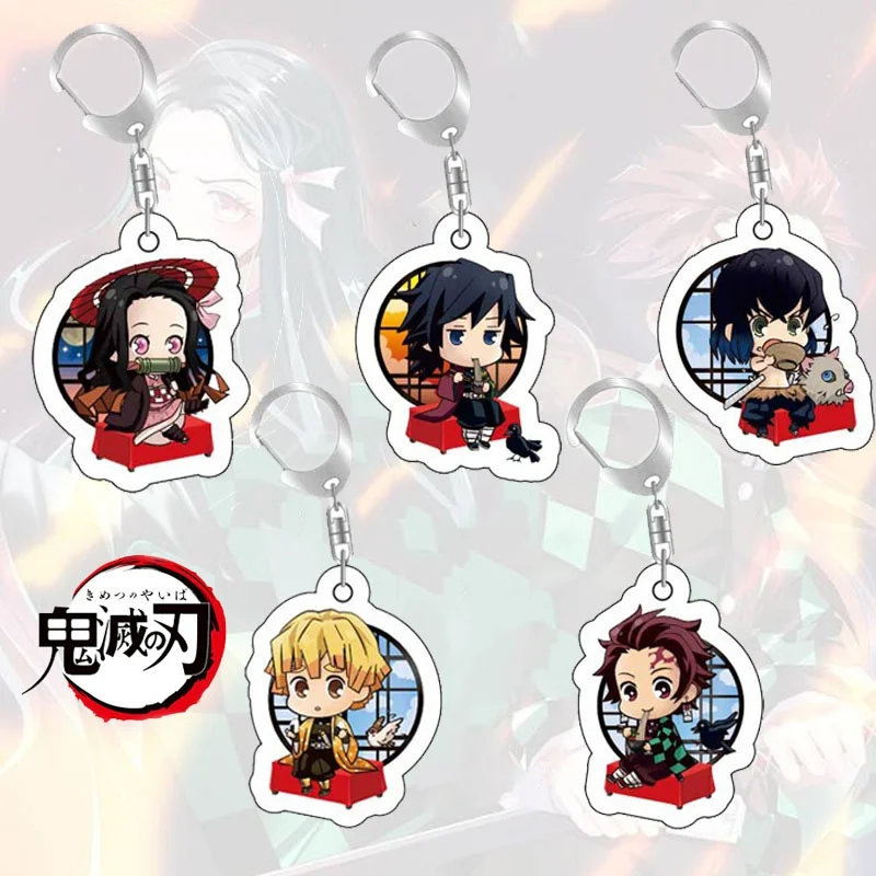 

New Animated Cartoon Demon Killer Keychain Acrylic Peripheral Charm Cute Jewelry