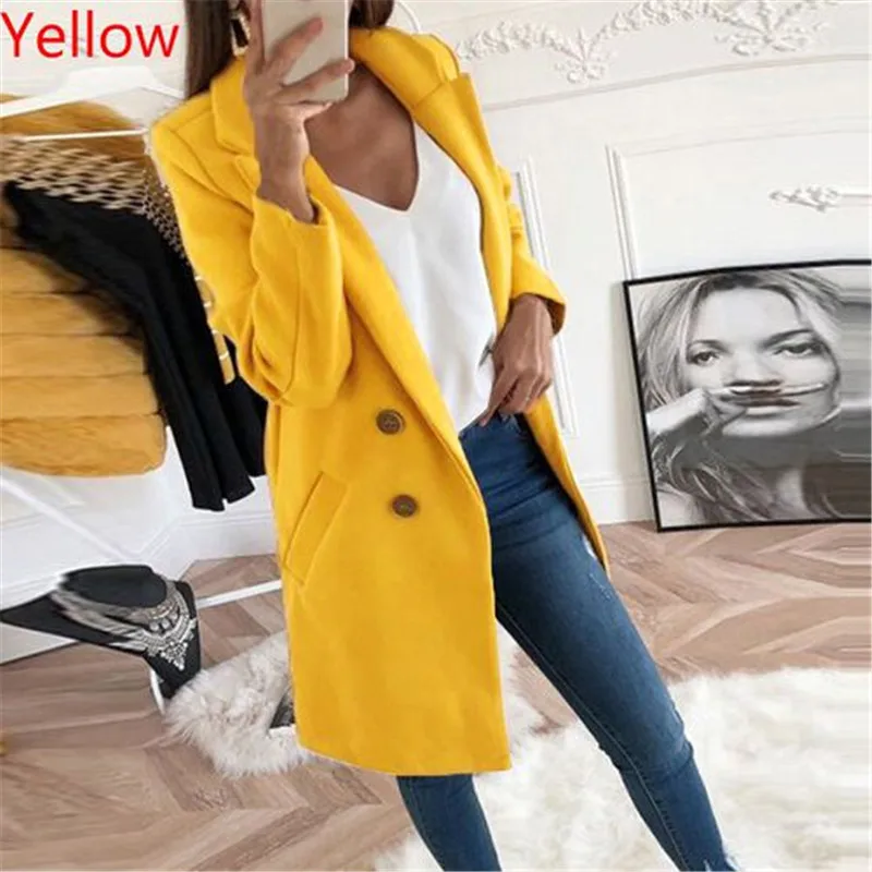 

women's Top 2020 new style Selling Solid Color Lapel Medium And Long Button Coat fashion women's coat