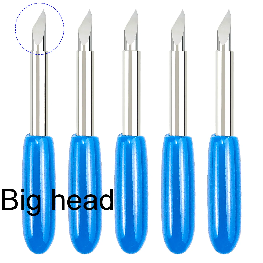 

5 шт., диаметр 60 градусов. Плоттер с большой головкой 2 мм, лезвие для глубокой резки, смещенный виниловый резак, режущий плоттер для Roland Cricut Skycut, глубокая резка