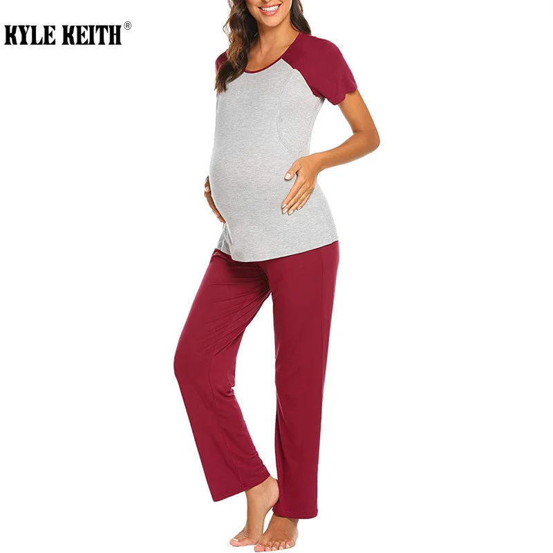 

Women Maternity Short Sleeve Sleepwear Nursing Baby T-shirt Tops+pants Pajamas Set Cotton Suit Homewear Zwangerschaps Kleding