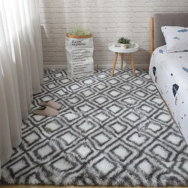 New Geometric Pattern Carpets Shaggy Kids Room Living Bedside Rugs Soft Fluffy Plush Mats Rug For Bedroom Home Decor | Дом и сад