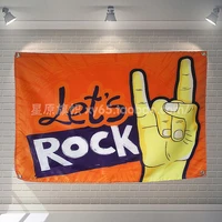 high quality rock theme four holes flag banner canvas printing wall chart band logo metal music posters mural wall decor a5