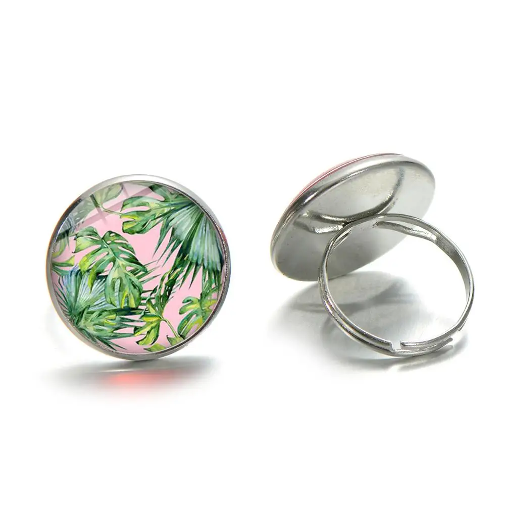 Азиатских пальмовых листьев минимализм стеклянное кольцо Противоударная