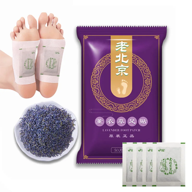 100pcs(50bags+50 Adhesives) Foot Detox Patch Wormwood Lavender Foot Pads Remove Toxins Body Slimming Anti Swelling Feet Care Pad