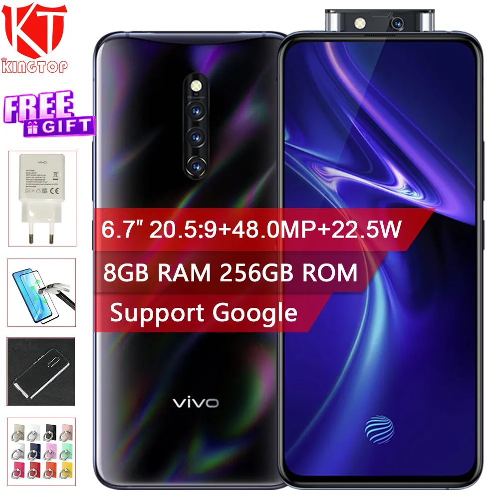 vivo X27 Pro, подъемная камера, 6. 7 дюймов, фронтальная, 32 МП, камера заднего вида, 8 ГБ, 256 ГБ, Восьмиядерный экран, отпечаток пальца, 4G, мобильный телефон