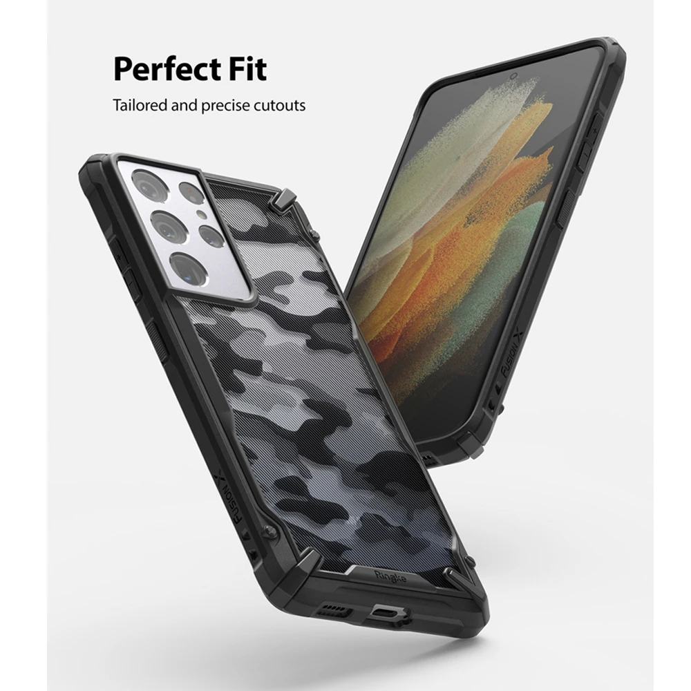 Ringke Fusion X for Galaxy S21 Ultra Case Clear Back and Flexible TPU Frame Hybrid Anti-knock Cover with Landyard Hole | Мобильные