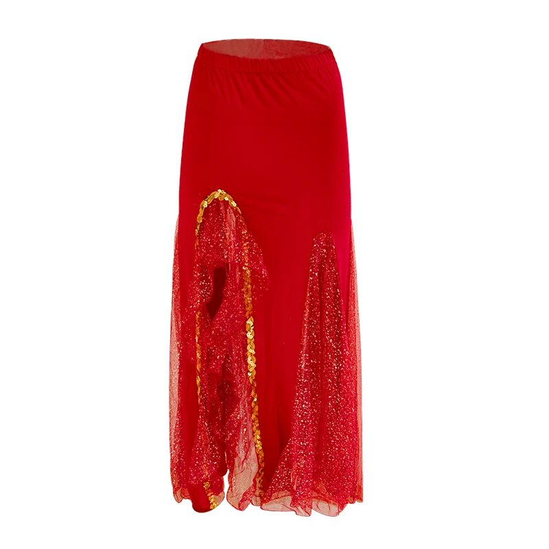 Женская юбка для танца живота красная с блестками модель DNV11827 | Тематическая