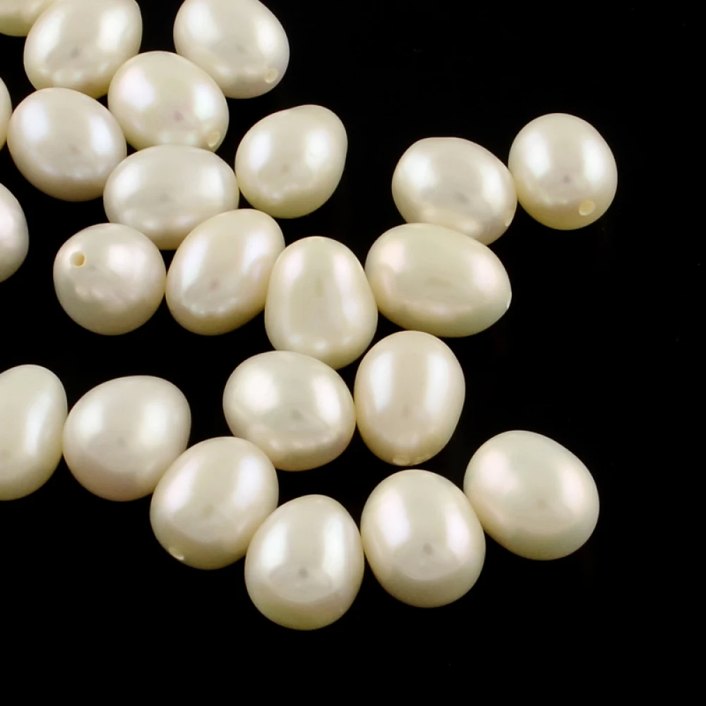 20pcs Natural Cultured Freshwater Pearl Rice Beads 9~10mm Half Drilled Bead for jewelry making DIY Bracelet Necklace Decor