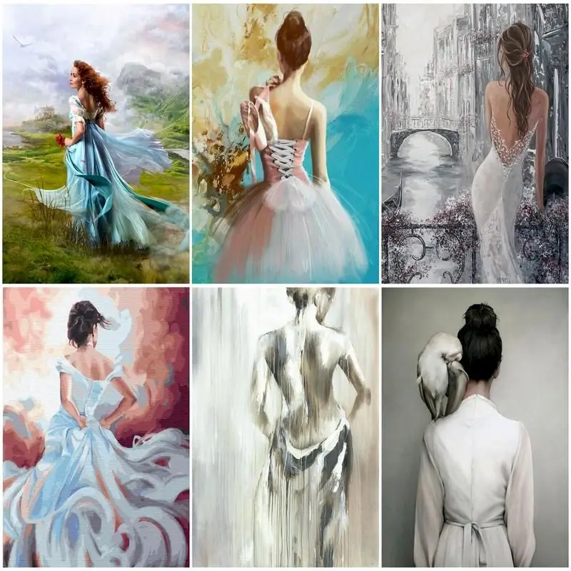 

Girl Background Art Oil Painting By Numbers Acrylic Paint Adults DIY Craft Kits On Canvas With Frame Coloring Drawing By Numbers