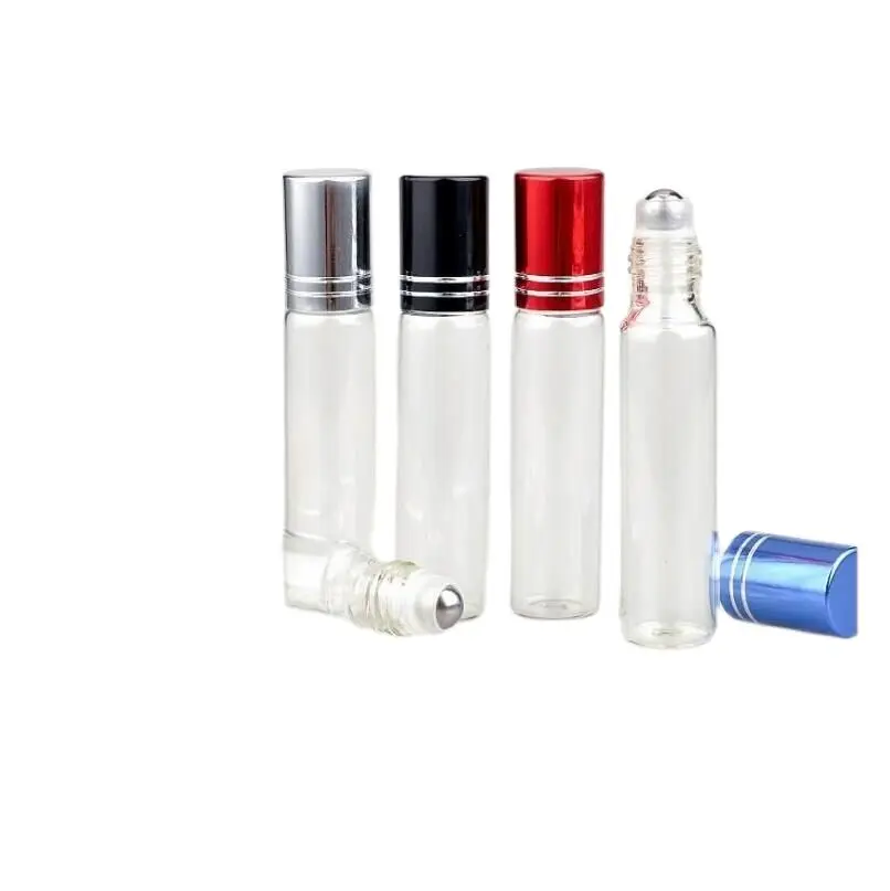 

10ML clear glass bottle glass roll on gold line lid for eye cream/serum/perfume/essential oil lip gloss