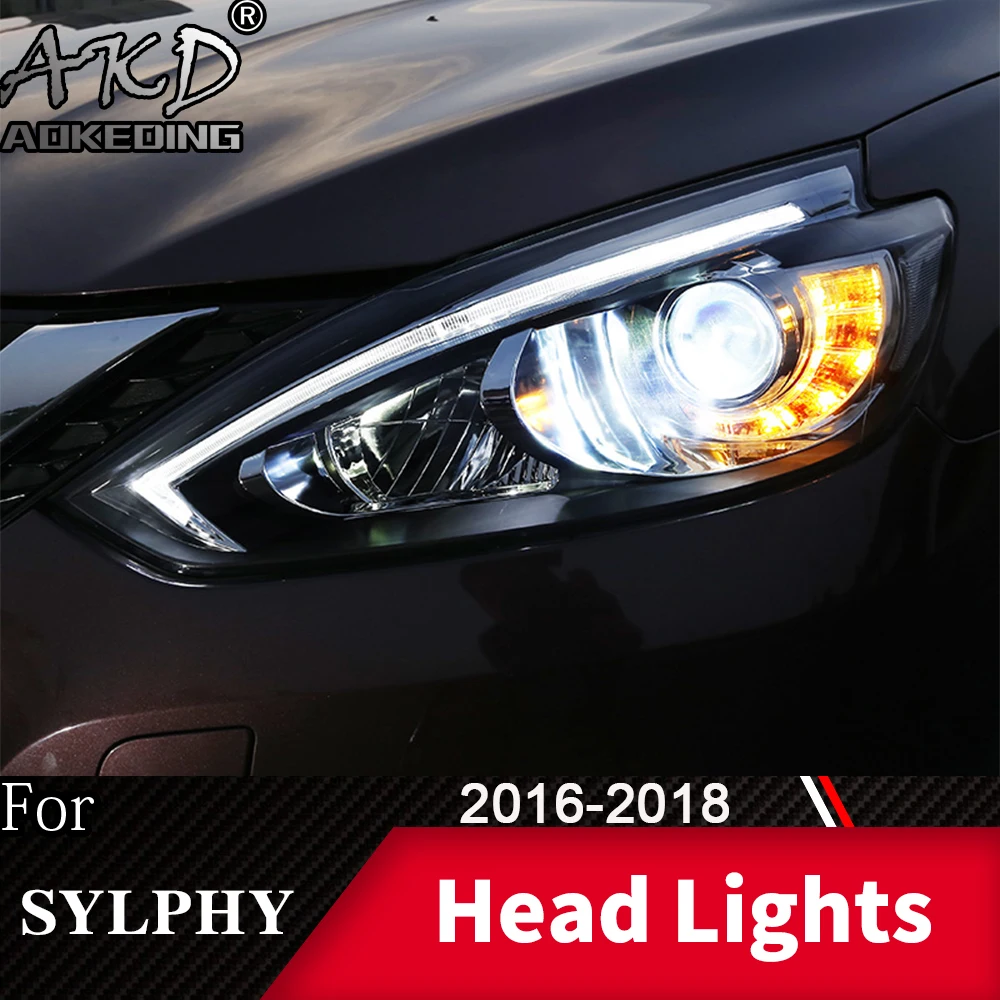 

Передняя фара для автомобиля Nissan Sylphy 2016-2019 Sentra X-Trail головной светильник s туман светильник s дневные ходовые светильник DRL H7 светодиодный Bi кс...