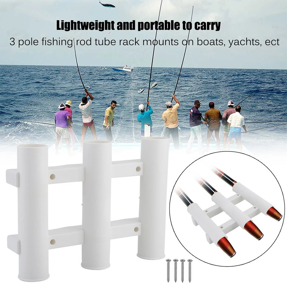 

Plastic Fishing Rod Holder ABS Boat Yacht 3 Pole Tube Rack Mounting Bracket Strong and durable 3 pole tube rack kayak yacht