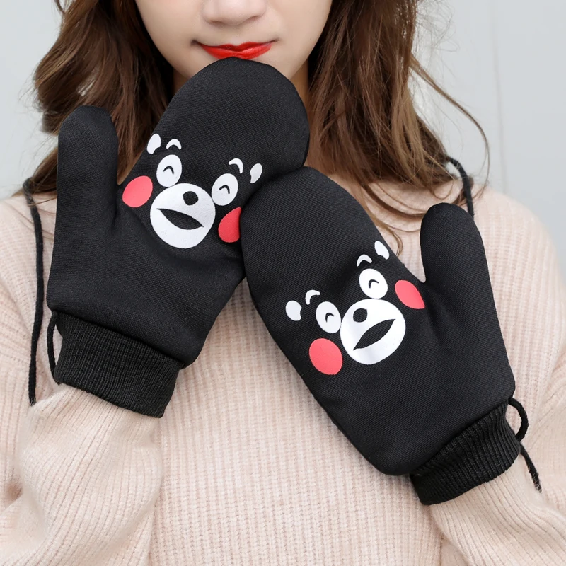 Модные милые студенческие зимние толстые теплые перчатки с мультяшной уткой