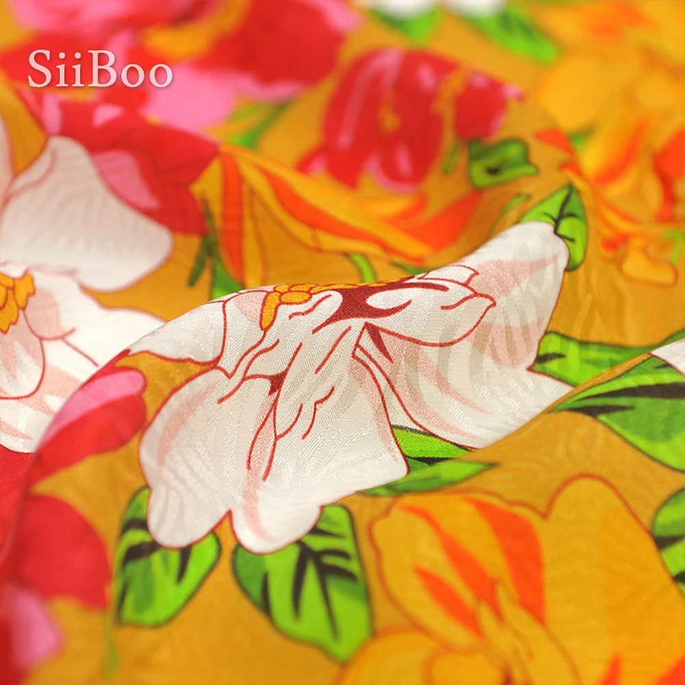 Женское платье-рубашка из 100% натурального шелка 14 мм с чудесным цветочным